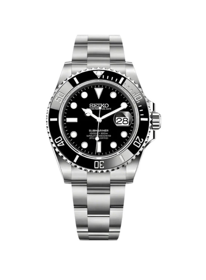 Submariner Black Seiko Mod — Vue de face