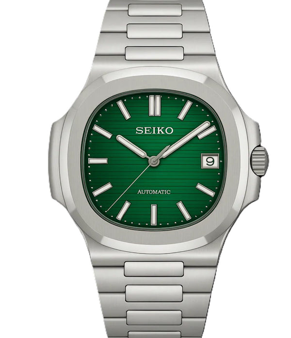 Nautilus vert Seiko Mod - Vue de face - Seiko Prestige