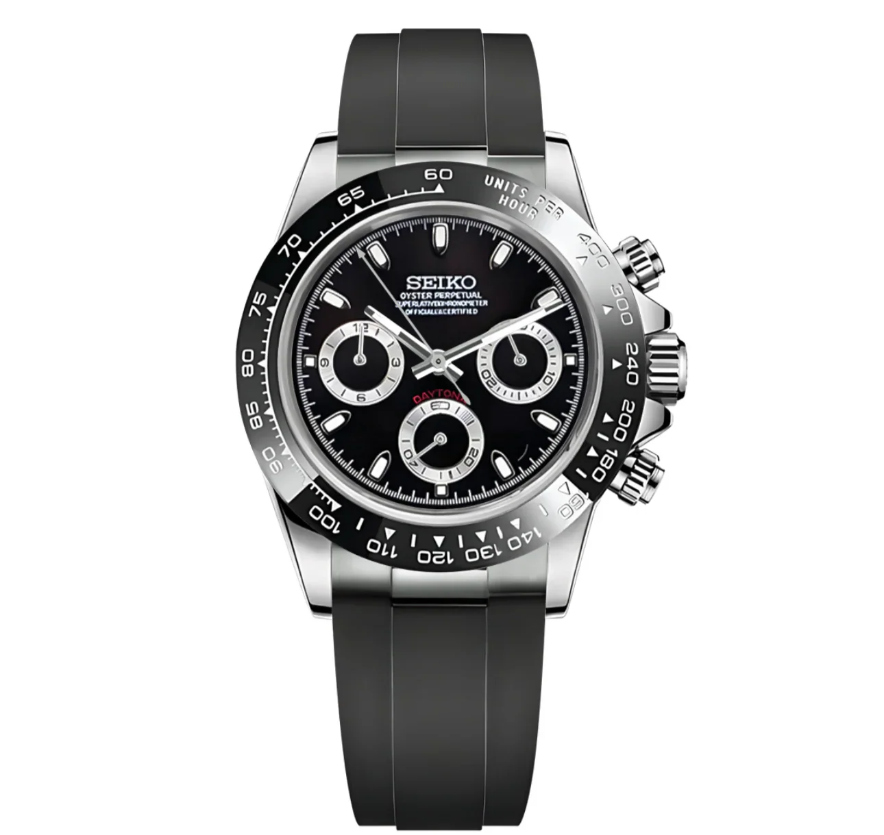 Oysterflex Black - Seitona Mod Seiko Mod — Vue de face