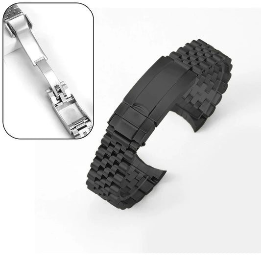 Bracelet Jubilee Déployant 20 mm Noir, vue de face