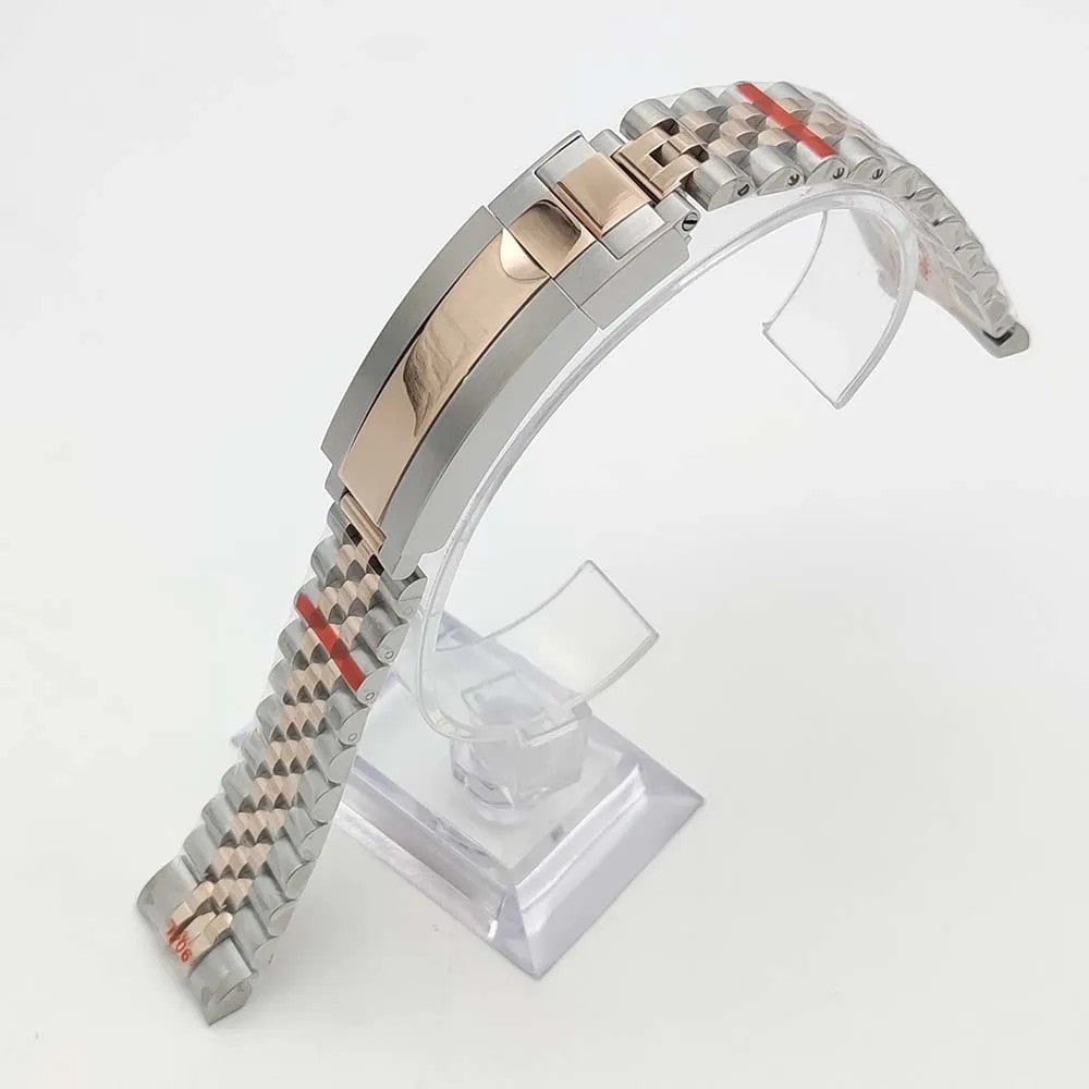 Bracelet Jubilee GMT 20 mm Bicolore Or Rose, vue de face