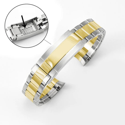 Bracelet Style Oyster 20 mm Bicolore Doré, vue de face