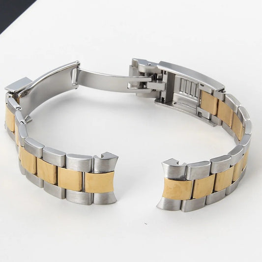 Bracelet Style Oyster 20 mm Bicolore Doré, boucle ouverte