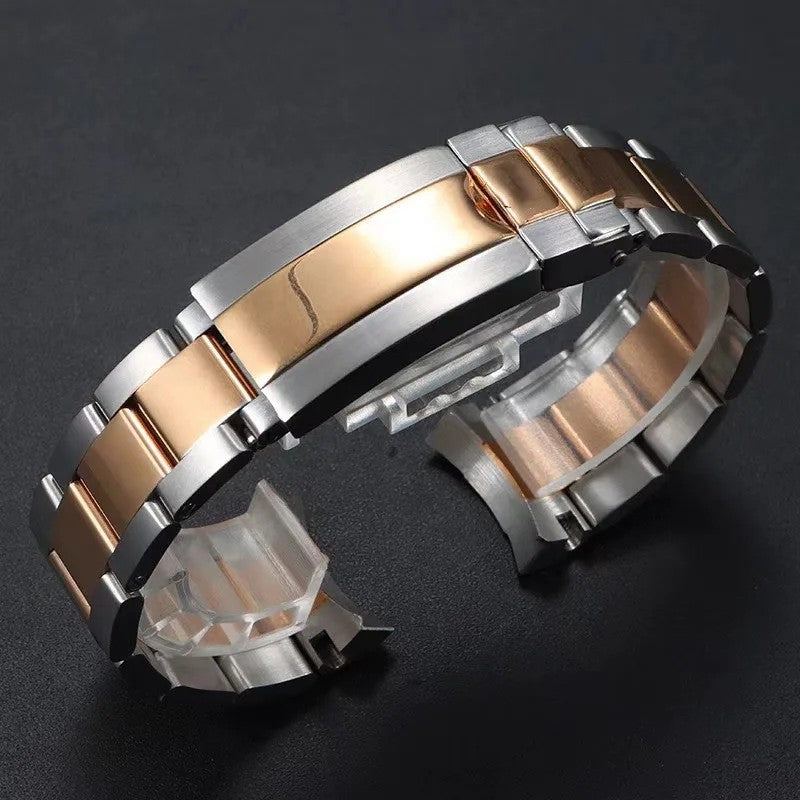 Bracelet Style Oyster 20 mm Bicolore Or Rose, vue de face