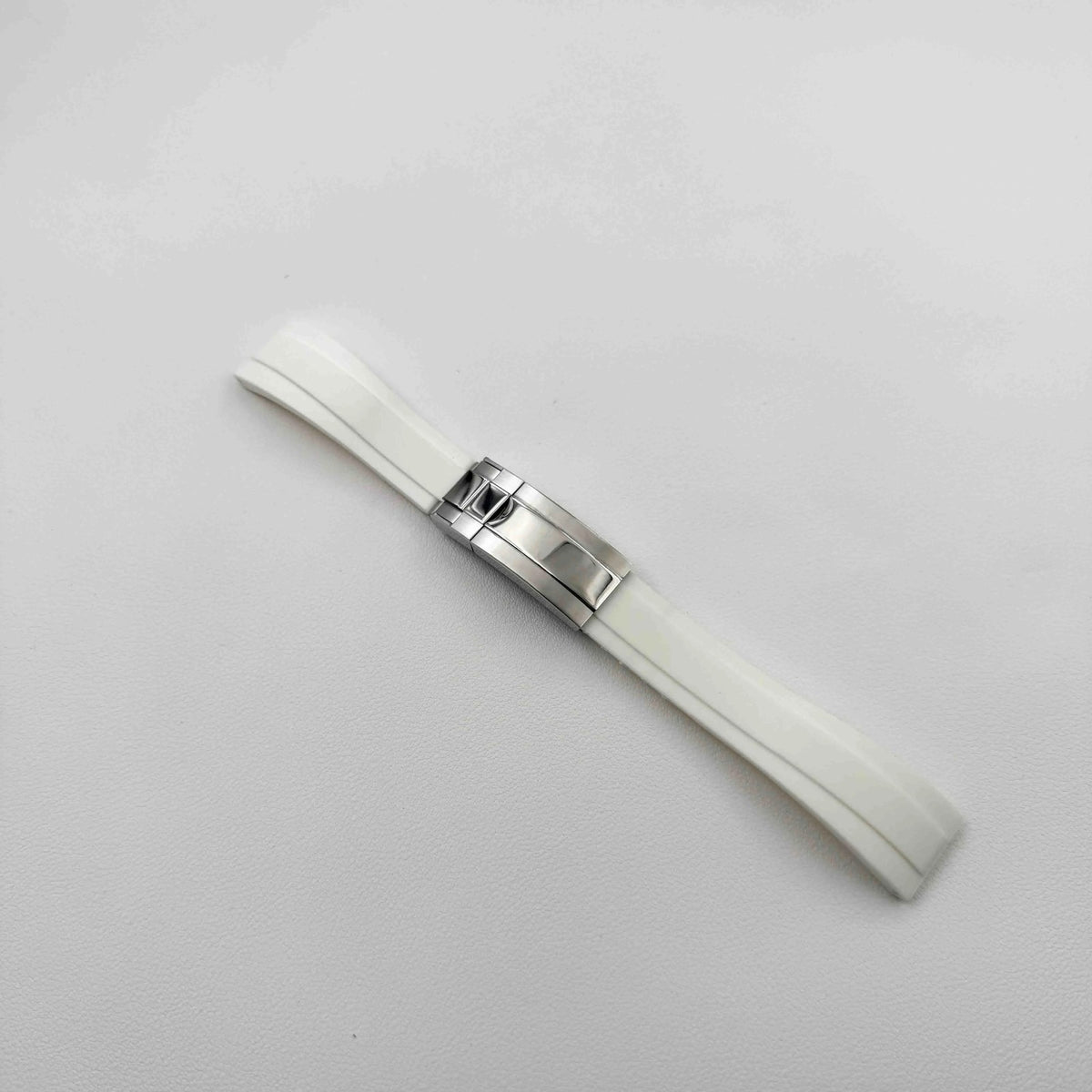 Bracelet Style Oysterflex 20 mm Blanc, Boucle Acier, vue de face