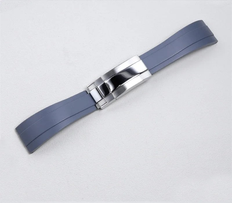 Bracelet Style Oysterflex 20 mm Bleu Ardoise, Boucle Acier