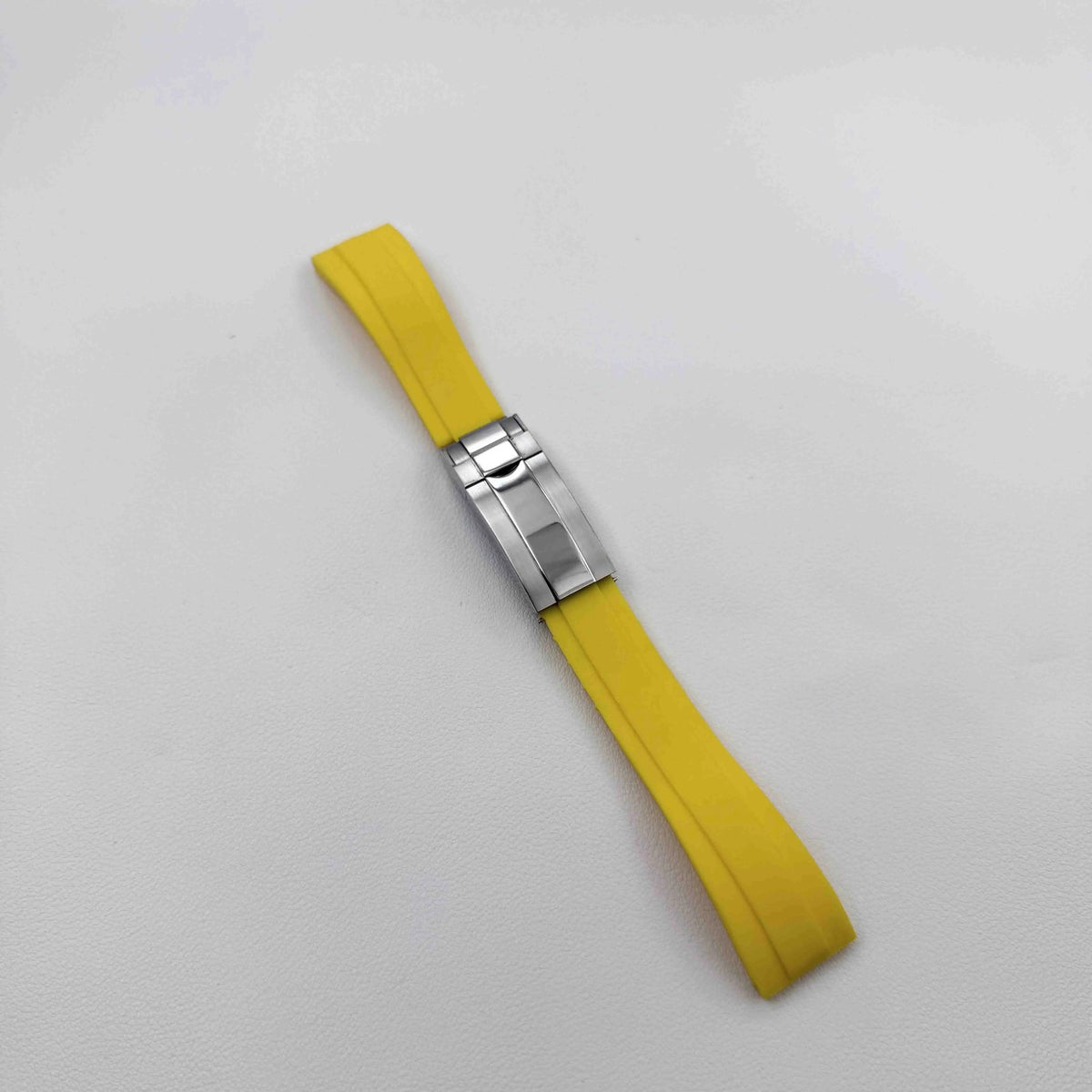 Bracelet Style Oysterflex 20 mm Jaune, Boucle Acier, vue de face