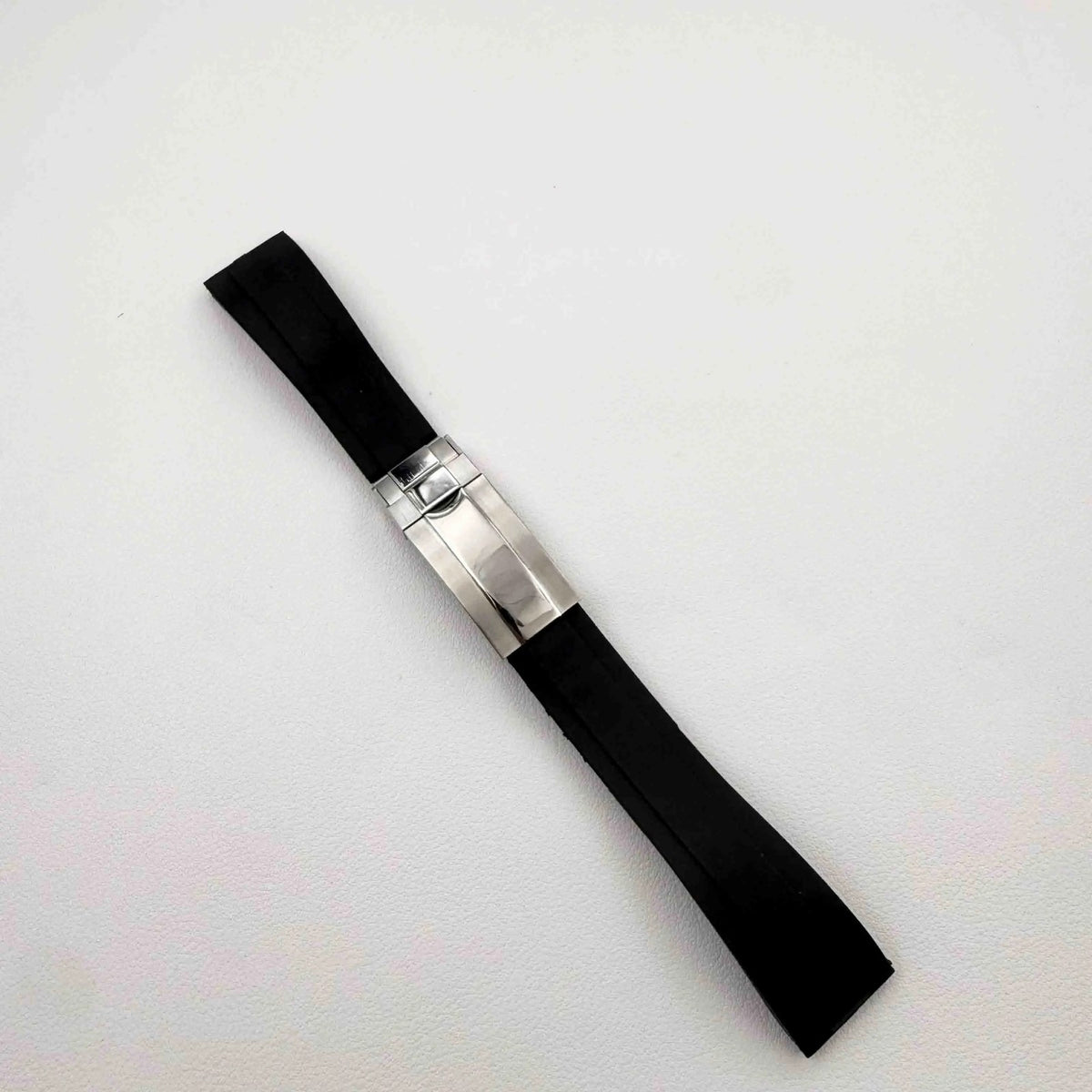 Bracelet Style Oysterflex 20 mm Noir, Boucle Acier, vue de face