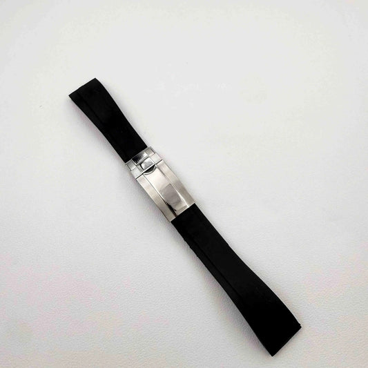 Bracelet Style Oysterflex 20 mm Noir, Boucle Acier, vue de face