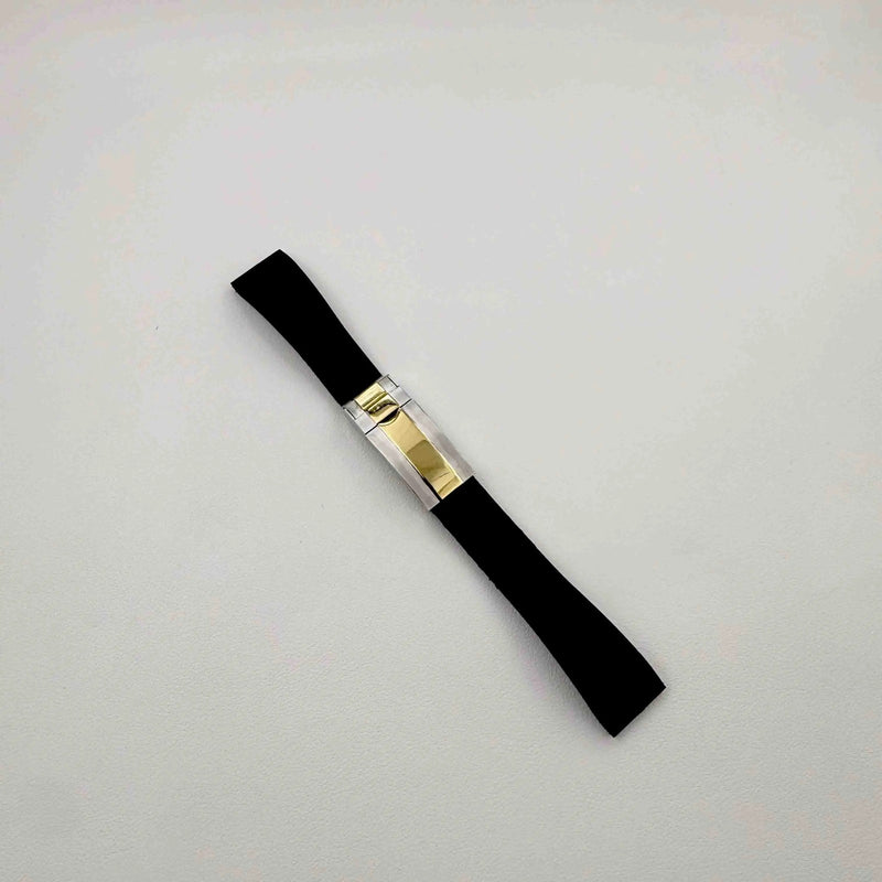 Bracelet Style Oysterflex 20 mm Noir, Boucle Bicolore