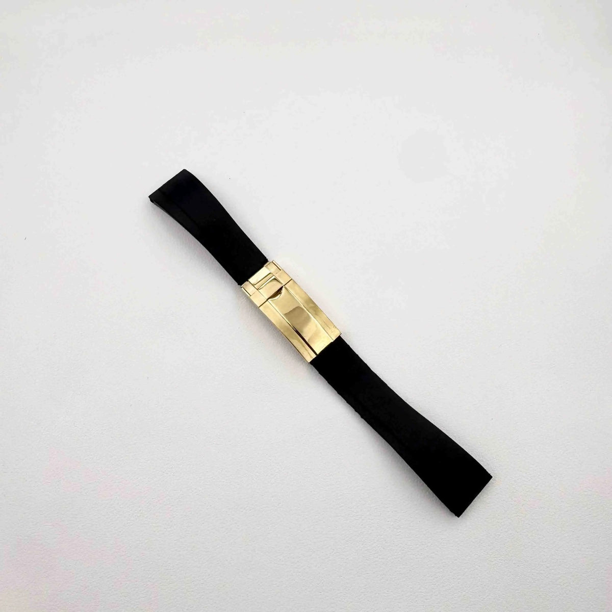 Bracelet Style Oysterflex 20 mm Noir, Boucle Dorée, vue de face