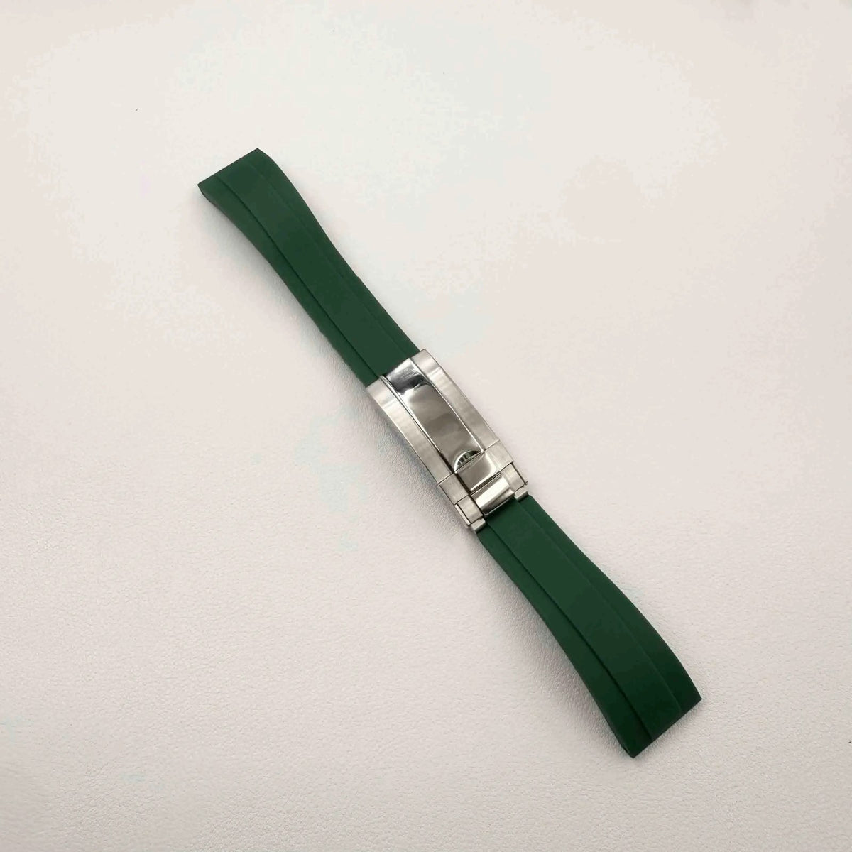 Bracelet Style Oysterflex 20 mm Vert, Boucle Acier, vue de face