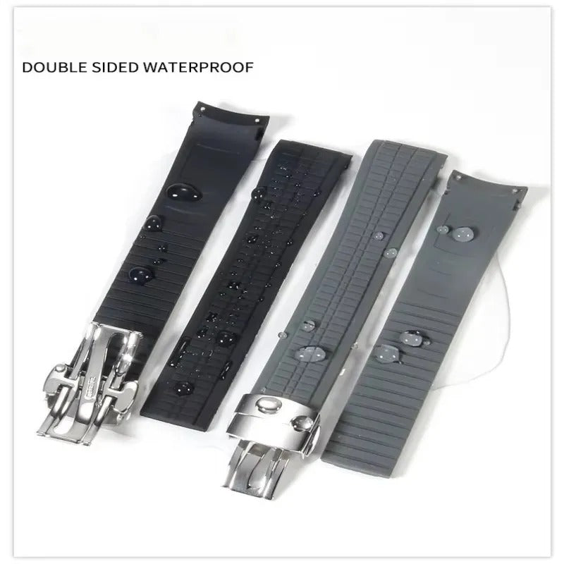 Bracelet Style Aquanaut 21 mm Silicone Rouge, silicone résistant à l'eau, avec fermoir déployant
