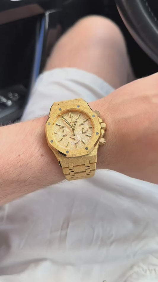 Seiko Mod Royal Oak Chronograph Frosted Gold