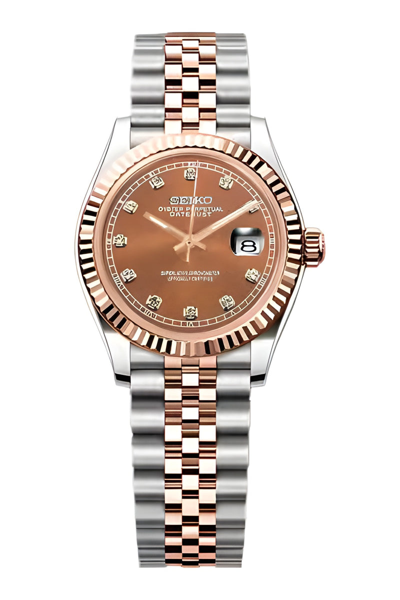 Seiko Mod Lady Datejust Bronze Diamond Rose Gold