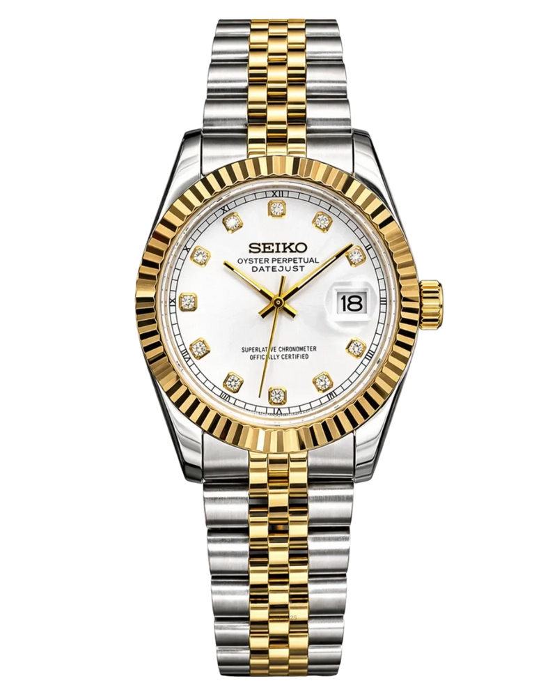 Seiko Mod Lady Datejust White Diamond Two Tone Gold