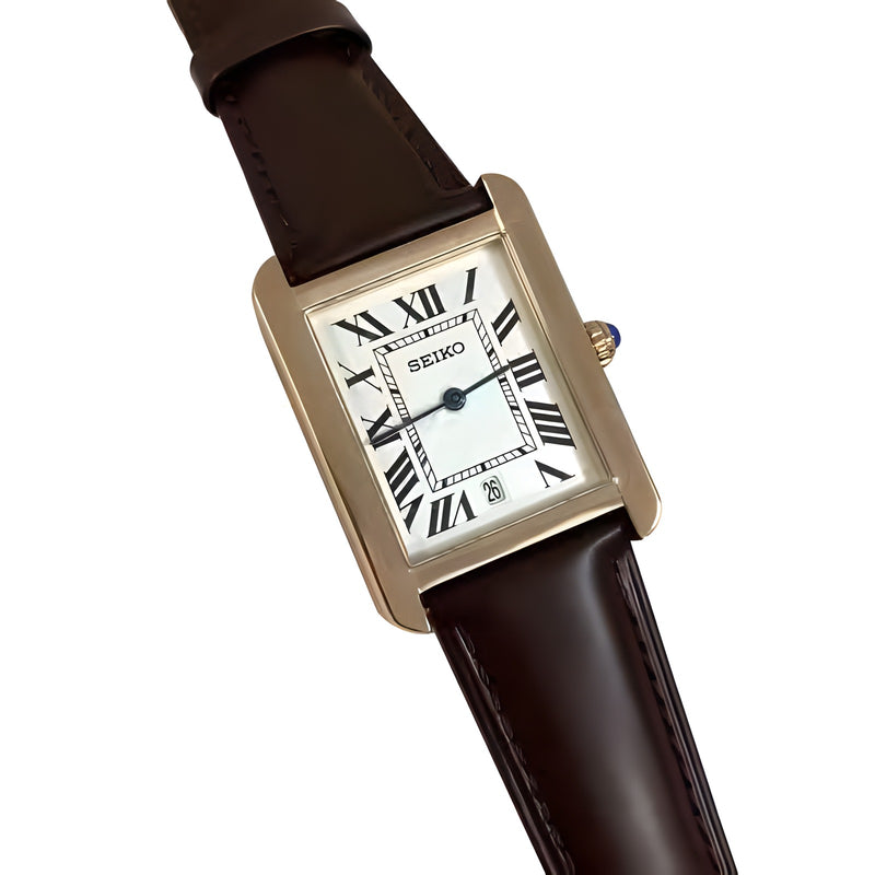 Seiko Mod Tank Lady White Dial Rose Gold