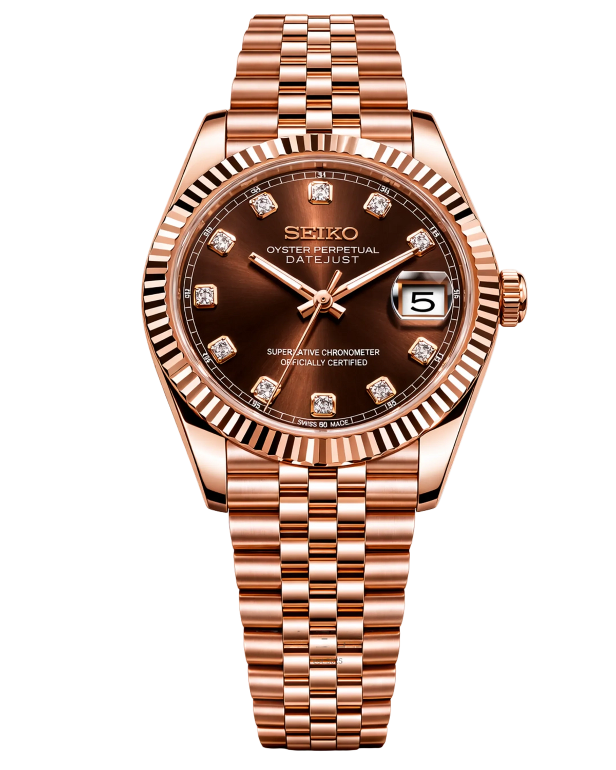 Seiko Mod Lady Datejust Chocolate Diamond Rose Gold