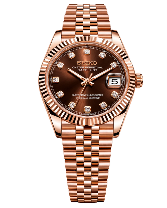 Seiko Mod Lady Datejust Chocolate Diamond Rose Gold