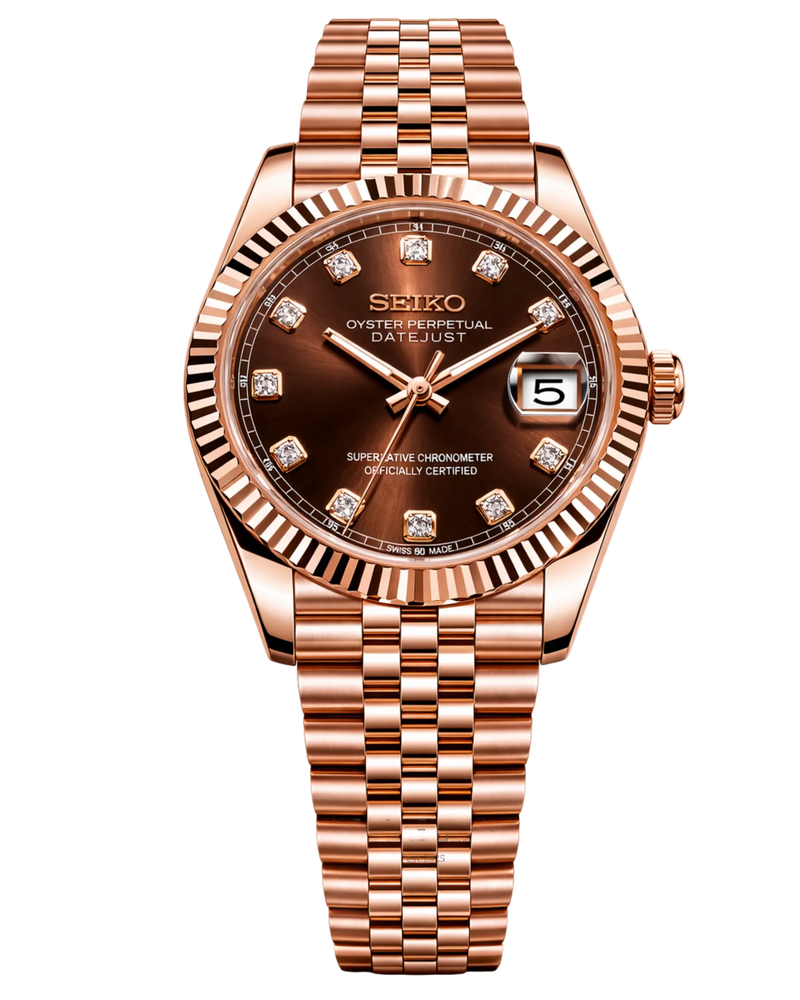 Seiko Mod Lady Datejust Chocolate Diamond Rose Gold